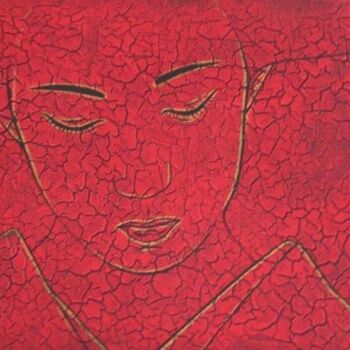 Peinture intitulée "Geisha or craquelée" par Chrystel Mialet, Œuvre d'art originale