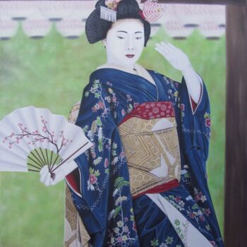 Картина под названием "Geisha - Dansant" - Chrystel Mialet, Подлинное произведение искусства, Масло