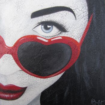 Pintura intitulada "lunettes coeur" por Chrystel Mialet, Obras de arte originais