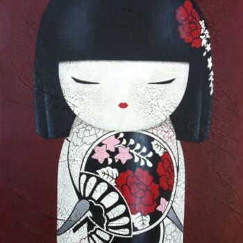 「Kokeshi」というタイトルの絵画 Chrystel Mialetによって, オリジナルのアートワーク, オイル