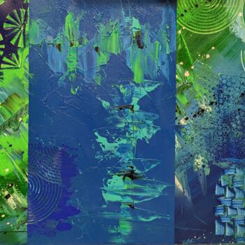 제목이 "Blue lagon"인 미술작품 Chrystelle Faure로, 원작, 아크릴 나무 들것 프레임에 장착됨
