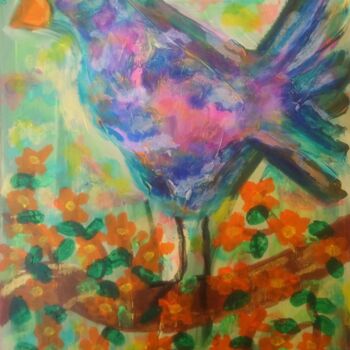 Dessin intitulée "Pigeon d'août" par Chrystelle Ragot, Œuvre d'art originale, Craie