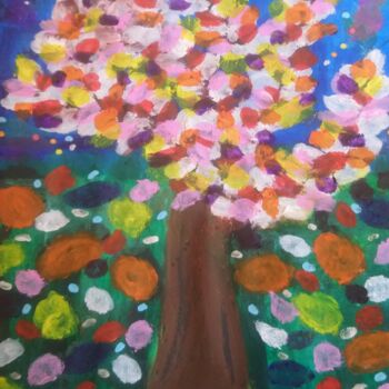 Painting titled "L'arbre de Gabriel" by Chrystelle Ragot, Original Artwork, Pastel