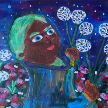 Malerei mit dem Titel "Flower Baby" von Chrystelle Ragot, Original-Kunstwerk, Acryl