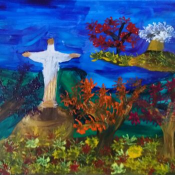 Painting titled "Rio de flores" by Chrystelle Ragot, Original Artwork, Acrylic