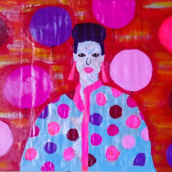 Collages intitulée "Bulles de Kimono" par Chrystelle Ragot, Œuvre d'art originale, Acrylique