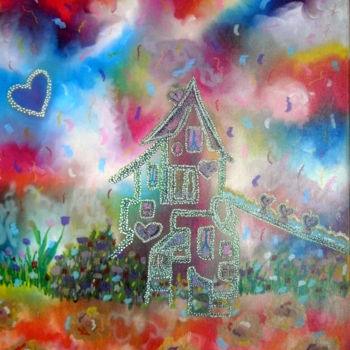 Peinture intitulée "La maison du coeur" par Chrystelle Ragot, Œuvre d'art originale, Huile Monté sur Châssis en bois