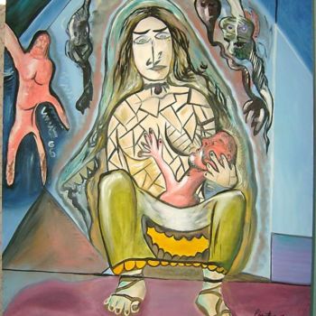 Картина под названием "A mãe, o filho e a…" - Chrystian Marques, Подлинное произведение искусства