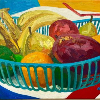 绘画 标题为“Fruit basket in a H…” 由Liam Porisse, 原创艺术品, 油