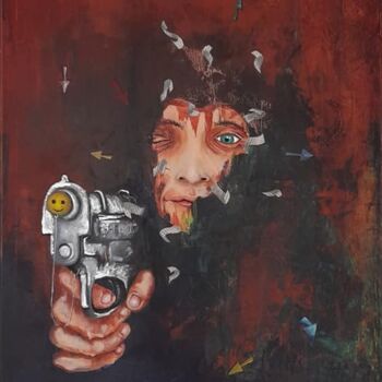 Schilderij getiteld "Flagrant délire" door Chudo, Origineel Kunstwerk, Acryl
