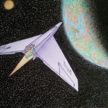 "return to earth" başlıklı Resim Chudo Tvoretz tarafından, Orijinal sanat, Tükenmez kalem