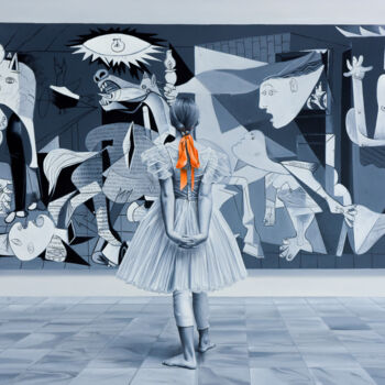 Картина под названием "Ballerina and Guern…" - Chung Yau Shek, Подлинное произведение искусства, Масло Установлен на Деревян…