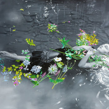 Картина под названием "Ophelia" - Chung Yau Shek, Подлинное произведение искусства, Масло Установлен на Деревянная рама для…