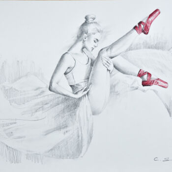 제목이 "Ballerina Drawing 10"인 그림 Chung Yau Shek로, 원작, 연필