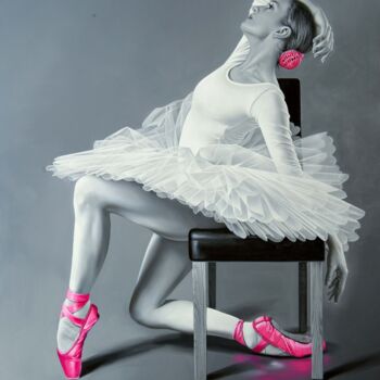 Malarstwo zatytułowany „Ballerina - Gracefu…” autorstwa Chung Yau Shek, Oryginalna praca, Olej Zamontowany na Drewniana rama…