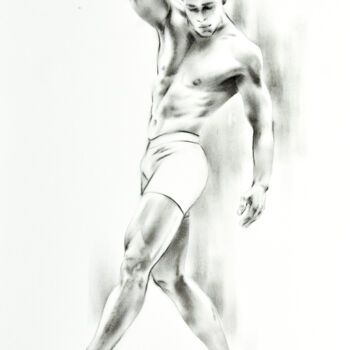 图画 标题为“Male Study 4” 由Chung Yau Shek, 原创艺术品, 木炭