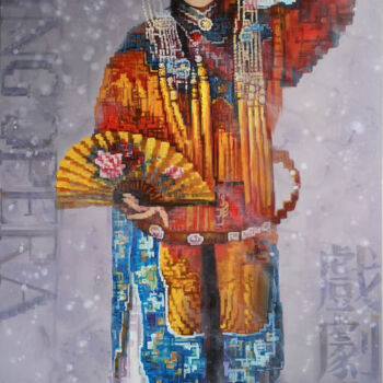Painting titled "Traditional Drama 印…" by Chunlei Zhang, Original Artwork, Oil