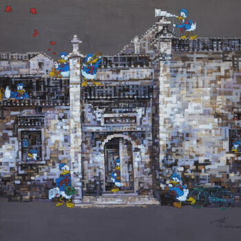 Painting titled "Tale of the Old Hou…" by Chunlei Zhang, Original Artwork, Oil
