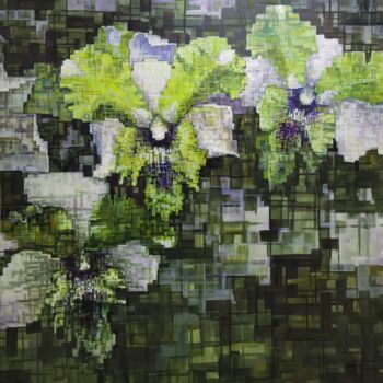 Painting titled "Orchid 胡姬花" by Chunlei Zhang, Original Artwork, Oil