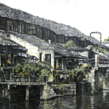 Painting titled "Old House 老屋" by Chunlei Zhang, Original Artwork, Acrylic