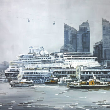 Pintura titulada "The harbour" por Chunlei Zhang, Obra de arte original, Acrílico