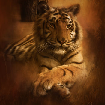 Arts numériques intitulée "Resting Tiger" par Cherry'S Artworks, Œuvre d'art originale, Photo montage