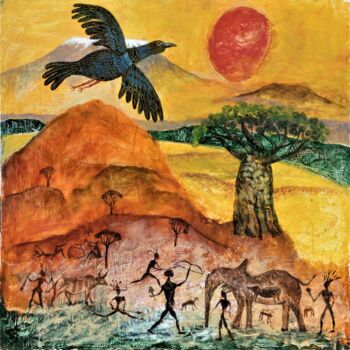 Pittura intitolato "Чёрная птица над Ки…" da Chuzhik, Opera d'arte originale, Olio