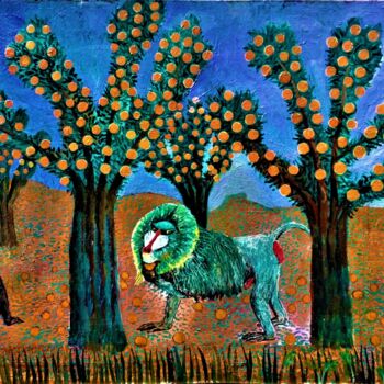 Malarstwo zatytułowany „Зелёный павиан в ап…” autorstwa Chuzhik, Oryginalna praca, Olej