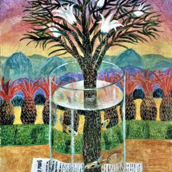 Peinture intitulée "Дерево Мира" par Chuzhik, Œuvre d'art originale, Huile