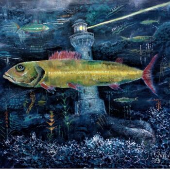 Картина под названием "Золотая рыба" - Chuzhik, Подлинное произведение искусства, Масло