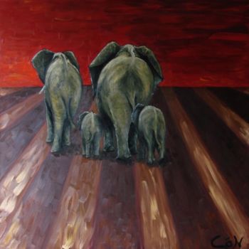 Painting titled "Endangered species" by Ciarán Ó Néill, Original Artwork, Oil Mounted on Wood Stretcher frame