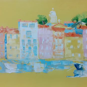 Painting titled "Centre port de sain…" by Cica, Original Artwork, Acrylic