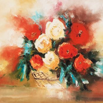Peinture intitulée "Bouquet" par Cica, Œuvre d'art originale, Huile