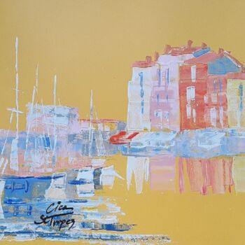Painting titled "Vieux port de Saint…" by Cica, Original Artwork, Acrylic