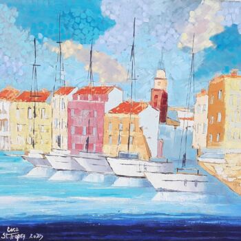 Malerei mit dem Titel "Port Saint Tropez 8" von Cica, Original-Kunstwerk, Öl
