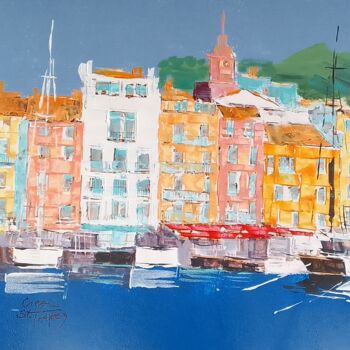 Painting titled "Centre port St Trop…" by Cica, Original Artwork, Acrylic