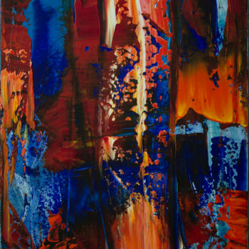 Painting titled "Blue Orange" by Ciccio Montalbano, Original Artwork, Acrylic