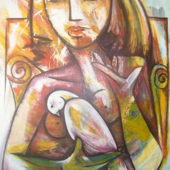 Pintura titulada "Muchacha con  Paloma" por Cicilio, Obra de arte original, Oleo