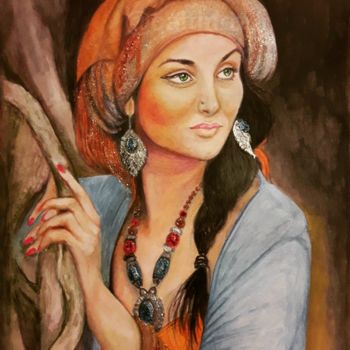 Painting titled "Waiting for you" by Yagmurca, Original Artwork, Gouache