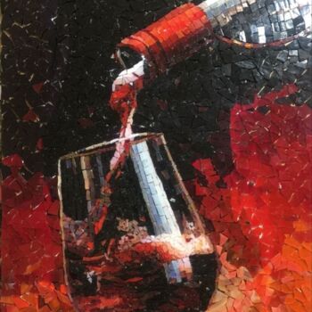 "Şarap (wine)" başlıklı Tablo Cihan Onurlu tarafından, Orijinal sanat, Mozaik Ahşap Sedye çerçevesi üzerine monte edilmiş