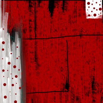 Digitale Kunst mit dem Titel "Red Spots of Joy" von Cila, Original-Kunstwerk, Digitale Malerei Auf Aluminium montiert