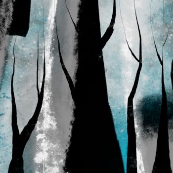 Arte digitale intitolato "Forest at Night - 2" da Cila, Opera d'arte originale, Pittura digitale