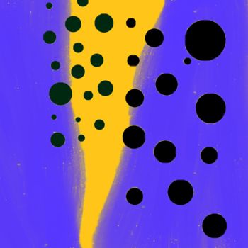 Arte digitale intitolato "Black Dots - Yellow" da Cila, Opera d'arte originale, Pittura digitale
