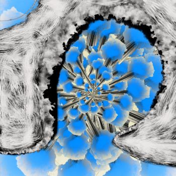 Arts numériques intitulée "La Tête en Fleurs -…" par Cila, Œuvre d'art originale, Peinture numérique