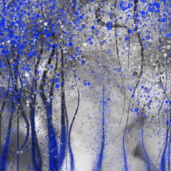 Digitale Kunst getiteld "Walking in a Blue F…" door Cila, Origineel Kunstwerk, Digitaal Schilderwerk