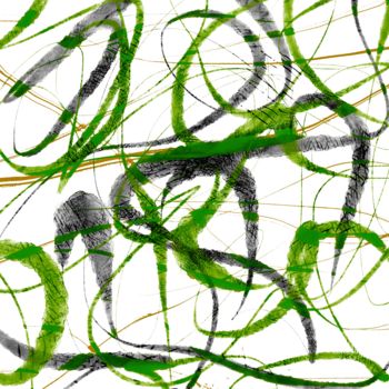 Digital Arts titled "Good Vibes - Green" by Cila, Original Artwork, Digital Painting