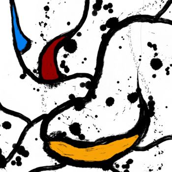 Digitale Kunst mit dem Titel "Joyeux Chaos - 2" von Cila, Original-Kunstwerk, Digitale Malerei Auf Aluminium montiert