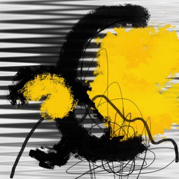 Digital Arts titled "Yellow Mood" by Cila, Original Artwork, Digital Painting Mounted on Aluminium