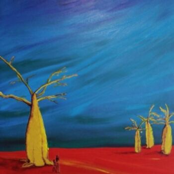 Painting titled "Boabs" by Carmen Cilliers, Original Artwork, Oil