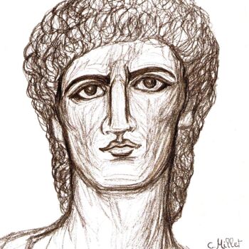 Drawing titled "Adonis (portrait de…" by Cindy Millet, Original Artwork